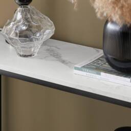 SoBuy Slim Console Table - Marble Effect Top in White - Size: 0.6m2 - thumbnail 9