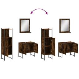 Berkfield Home 3 Piece Bathroom Cabinet Set Smoked Oak Engineered Wood in Brown - thumbnail 9
