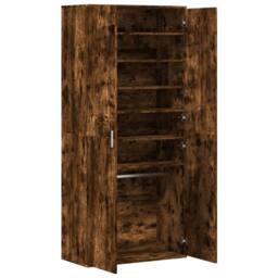 Berkfield Home Shoe Cabinet Smoked Oak 80x39x178 cm Engineered Wood in Brown - Size: 80 x 39 x 178 cm - thumbnail 7