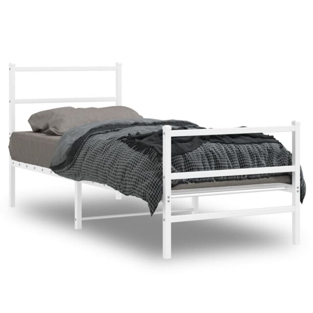 Berkfield Home Metal Bed Frame without Mattress with Footboard¬†White 80x200cm in White - Size: 80x200 cm - image 1