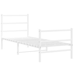 Berkfield Home Metal Bed Frame without Mattress with Footboard¬†White 80x200cm in White - Size: 80x200 cm - thumbnail 2