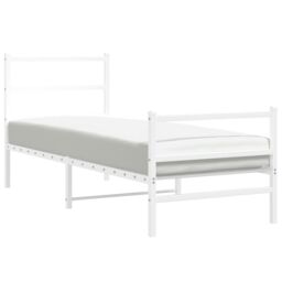 Berkfield Home Metal Bed Frame without Mattress with Footboard¬†White 80x200cm in White - Size: 80x200 cm - thumbnail 4