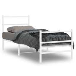 Berkfield Home Metal Bed Frame without Mattress with Footboard¬†White 80x200cm in White - Size: 80x200 cm - thumbnail 1