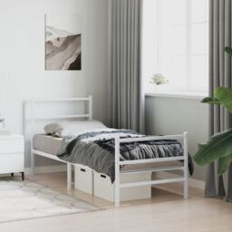 Berkfield Home Metal Bed Frame without Mattress with Footboard¬†White 80x200cm in White - Size: 80x200 cm - thumbnail 3