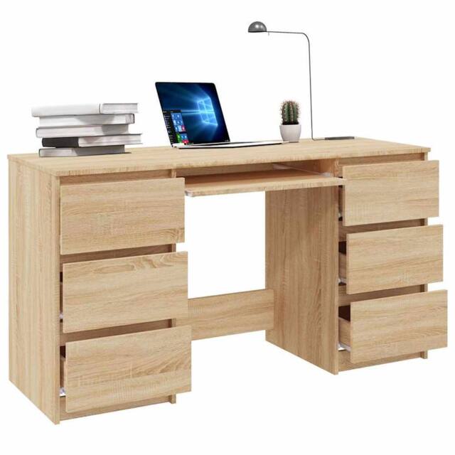 Berkfield Home Durable Writing Desk Sonoma Oak 140x50x77 cm Engineered Wood in Light Oak - Size: 140 x 50 x 77 cm - image 1
