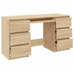 Berkfield Home Durable Writing Desk Sonoma Oak 140x50x77 cm Engineered Wood in Light Oak - Size: 140 x 50 x 77 cm - thumbnail 5