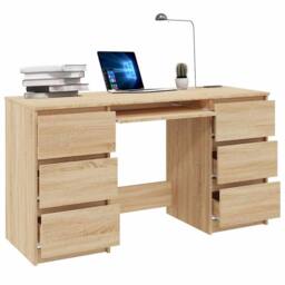 Berkfield Home Durable Writing Desk Sonoma Oak 140x50x77 cm Engineered Wood in Light Oak - Size: 140 x 50 x 77 cm - thumbnail 1