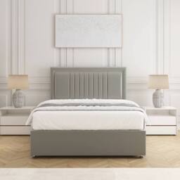 "BSSPOKE Canes Divan Bed Plush Velvet 24"" Headboard & No Mattress No Drawers in Silver - Size: Single" - thumbnail 2