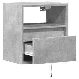 Berkfield Home Durable Wall-mounted Bedside Cabinets with LED Lights 2 pcs Concr in Grey - thumbnail 9