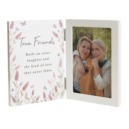 Personalised Memento Company Personalised Floral Wooden Hinged 6x4 Photo Frame in White - thumbnail 1