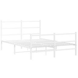 Berkfield Home Metal Bed Frame without Mattress with Footboard¬†White 135x190cm in White - Size: 135x190 cm - thumbnail 2