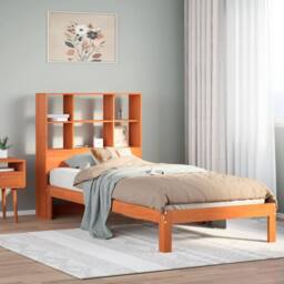 Berkfield Home Bookcase Bed without Mattress Wax Brown 100x200cm Solid Wood Pine - Size: 100x200 cm - thumbnail 2