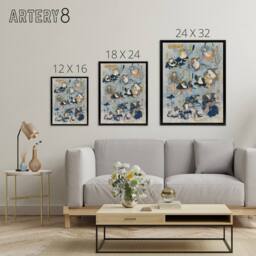 "Artery8 Kabuki Famous Heroes Played by Frogs Kuniyoshi Framed Canvas Wall Art in Blue - Size: W12"" x H16""" - thumbnail 4
