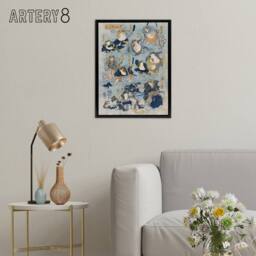 "Artery8 Kabuki Famous Heroes Played by Frogs Kuniyoshi Framed Canvas Wall Art in Blue - Size: W12"" x H16""" - thumbnail 3