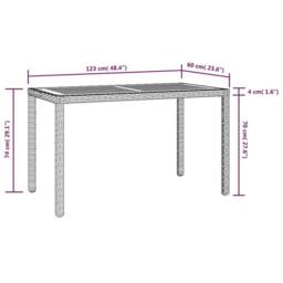 Berkfield Home Garden Table Black & Brown 123x60x74 cm Solid Acacia Wood - Size: 123 x 60 x 74 cm - thumbnail 5
