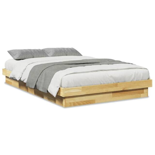 Berkfield Home Bed Frame without Mattress 120x200 cm Solid Wood Oak in Brown - Size: Small Double - image 1
