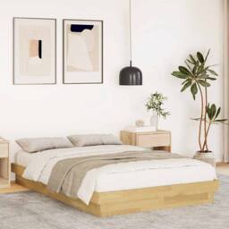 Berkfield Home Bed Frame without Mattress 120x200 cm Solid Wood Oak in Brown - Size: Small Double - thumbnail 2