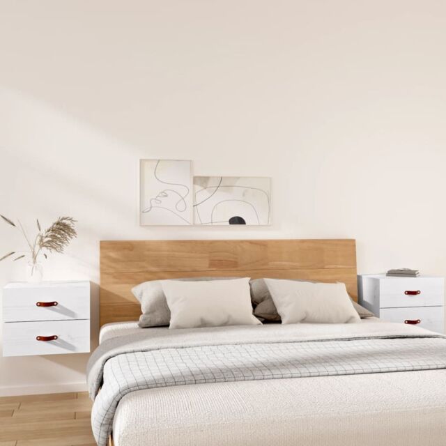Berkfield Home Wall-mounted Bedside Cabinets 2 pcs White 50x36x40 cm - Size: 50 x 36 x 40 cm - image 1