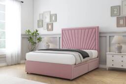 "Comfort Beds Kensington Plush Divan Set No Drawers-54"" Headboard in Pink - Size: Double" - thumbnail 2