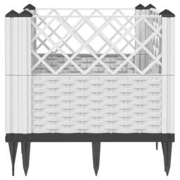 Berkfield Home Garden Planter with Pegs White 43.5x43.5x43.5 cm PP - thumbnail 4