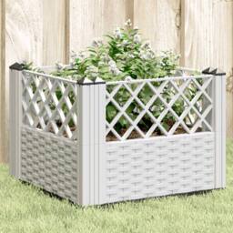 Berkfield Home Garden Planter with Pegs White 43.5x43.5x43.5 cm PP - thumbnail 2