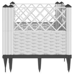 Berkfield Home Garden Planter with Pegs White 43.5x43.5x43.5 cm PP - thumbnail 5