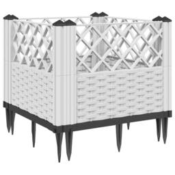 Berkfield Home Garden Planter with Pegs White 43.5x43.5x43.5 cm PP