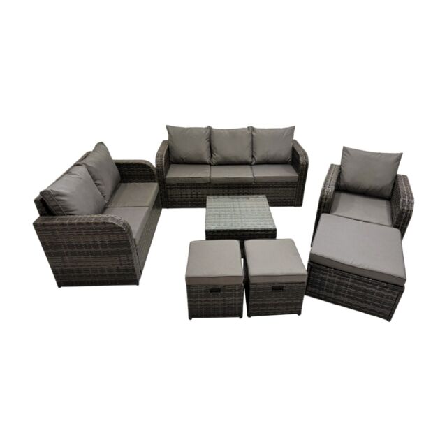 Fimous Garden Outdoor Furniture Set with 3 Stool Dark Grey Mixed - image 1