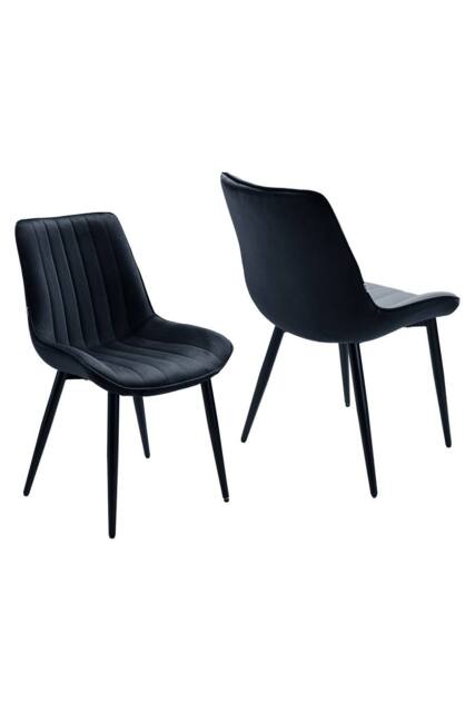 Living and Home Set of 2 Upholstered Dining Chairs in Black - image 1