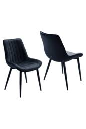 Living and Home Set of 2 Upholstered Dining Chairs in Black - thumbnail 1