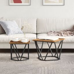 Berkfield Home Coffee Table Reclaimed Wood Metal, Wood Medium Sleek in Brown - thumbnail 4
