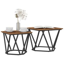 Berkfield Home Coffee Table Reclaimed Wood Metal, Wood Medium Sleek in Brown - thumbnail 3