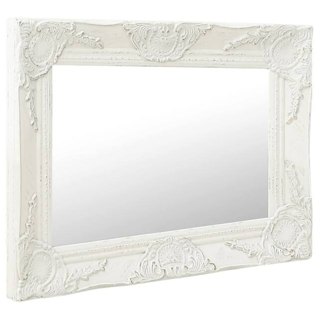 Berkfield Home Wall Mirror Baroque Style 50x40 cm White - image 1