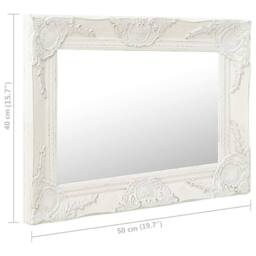 Berkfield Home Wall Mirror Baroque Style 50x40 cm White - thumbnail 6