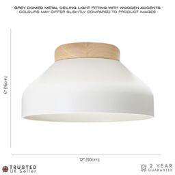 Happy Homewares Contemporary Scandinavian Designed Semi Flush Ceiling Light Fitting in Grey - thumbnail 5