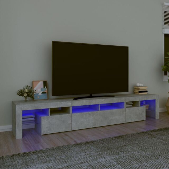 Berkfield Home TV Cabinet with LED Lights Concrete Grey 230x36.5x40 cm - image 1