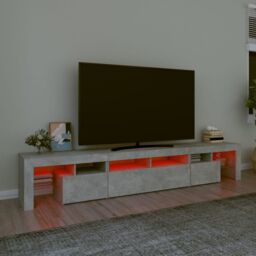 Berkfield Home TV Cabinet with LED Lights Concrete Grey 230x36.5x40 cm - thumbnail 5