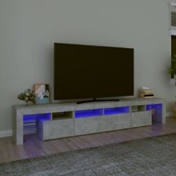 Berkfield Home TV Cabinet with LED Lights Concrete Grey 230x36.5x40 cm - thumbnail 1
