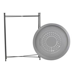Kelvenix Folding Metal Round Bistro Coffee Table Patio Indoor Outdoor Furniture in Grey - thumbnail 3