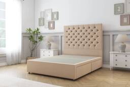 "Comfort Beds Winslow Plush Divan Set No Drawers-26"" Headboard in Stone - Size: Single" - thumbnail 3