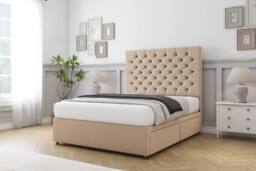 "Comfort Beds Winslow Plush Divan Set No Drawers-26"" Headboard in Stone - Size: Single" - thumbnail 2