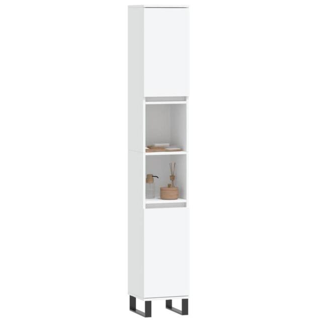 Berkfield Home Durable Bathroom Cabinet White 30x30x190 cm Engineered Wood - Size: 30 x 30 x 190 cm - image 1