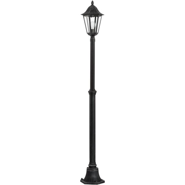 Loops IP44 Outdoor Bollard Light Black & Silver Lantern 2000mm Tall Post 60W E27 - image 1