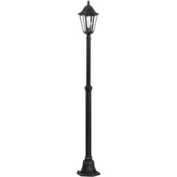 Loops IP44 Outdoor Bollard Light Black & Silver Lantern 2000mm Tall Post 60W E27