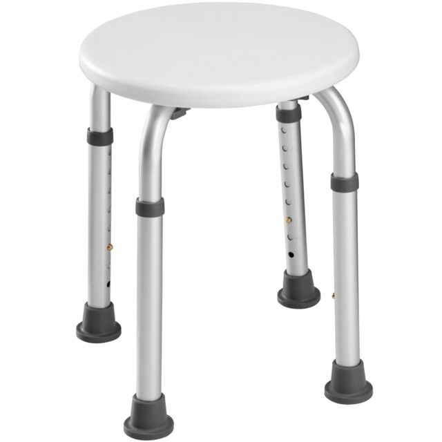 tectake Round Aluminum Shower Stool in White - image 1