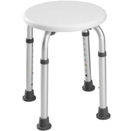 tectake Round Aluminum Shower Stool in White - thumbnail 1