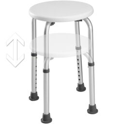 tectake Round Aluminum Shower Stool in White - thumbnail 2