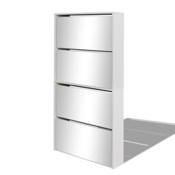 Berkfield Home Shoe Cabinet 4-Layer Mirror White 63x17x134 cm - Size: 63 x 17 x 134 cm - thumbnail 2
