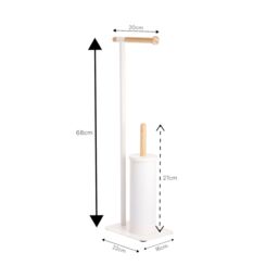 Showerdrape Sonata White & Bamboo Toilet Roll Holder & Toilet Brush Combination - thumbnail 2
