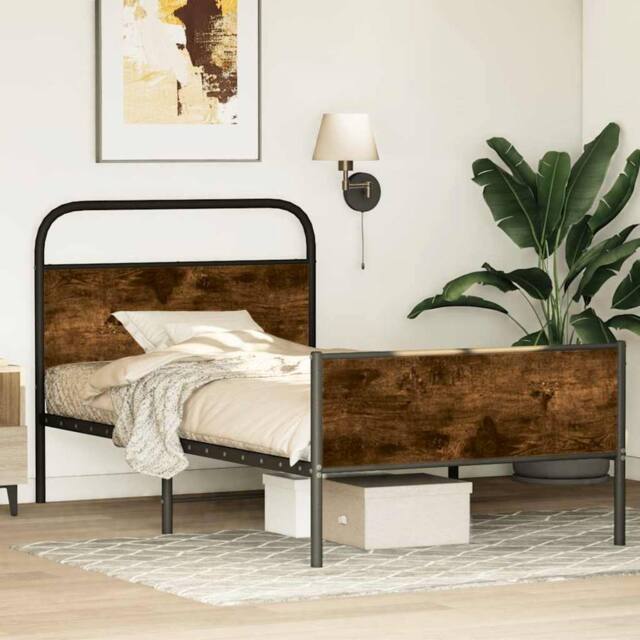 Berkfield Home Bed Frame without Mattress 90x200 cm Sonoma Oak Engineered Wood in Brown - image 1